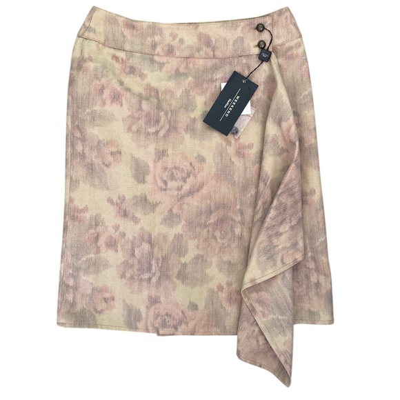 Maxmara Weekend Matelasse Skirt NWT Canvas Rose Print Floral Ruffle Detail - Picture 8 of 9